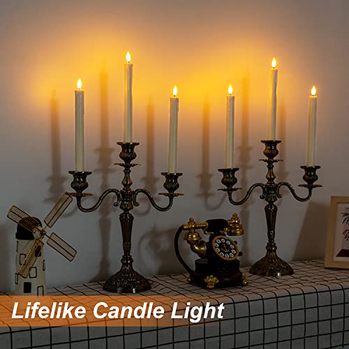 Homemory 6 Pack Ivory Flameless Taper Candles with Remote & Timer, 9.6 Inches