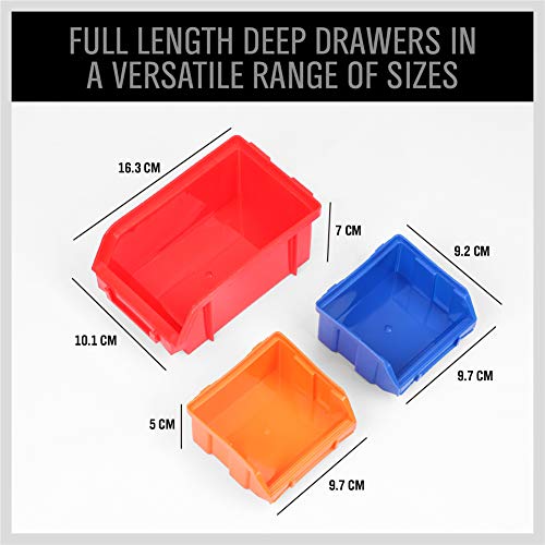 SEDY 30-Bin Wall-Mounted Storage Rack System - Heavy-Duty Garage Tool Organizer for Screws, Nuts, Bolts, Nails, Beads, and Small Hardware Parts - Easy Installation and Customizable