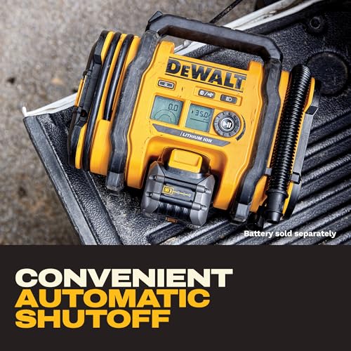 DEWALT Portable Tire Inflator & Air Compressor 20V MAX Tool Only with Auto Shutoff