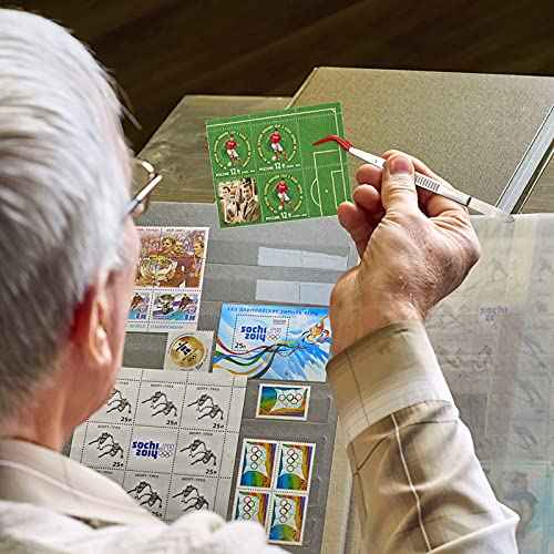 Honoson 2 Pieces Tweezers Curved Bent Tip Tweezers with Rubber Silicone Tips PVC Coated Non Marring Soft Long Rubber Stainless Steel Tools for Jewelry Crafts(Red, Black)