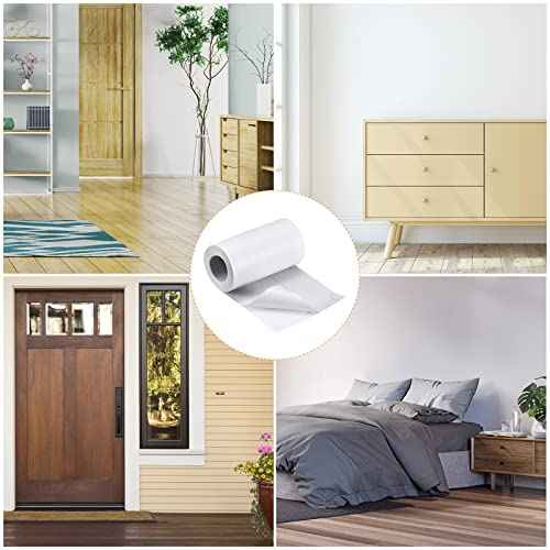 uxcell Wood Grain Tape, 4.72" x16 Ft Wall Paper Border Sticker Self-Adhesive Wood Grain Repair Patch with Scraper for Wall Corner Table Door Sofa Furniture Home Decor (White)