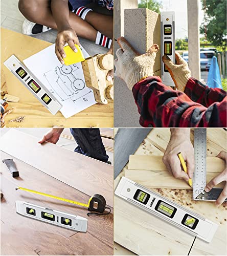 DOWELL 9 Inch Magnetic Spirit Level - 1 Pack, White
