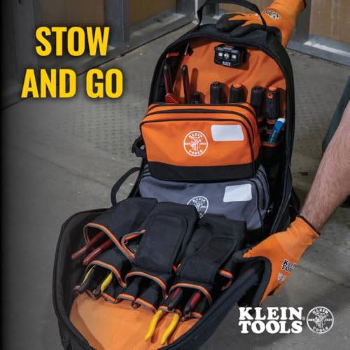 Klein Tools 55579 Zipper Tool Pouch Set, Dual Compartments, Heavy-Duty 10 x 6-Inch and 12 x 7-Inch Bags, Multipurpose Organizer for Tools and Crafts, 2-Pack