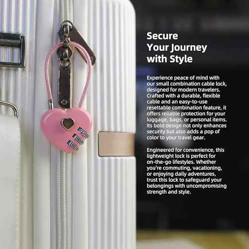 Small Combination Lock for Locker, Cable Lock with Code, Pink Padlock Combination, for Luggage, Suitcase, Gym Locker, Backpack Zipper, Cabinet, Box, Fence Gate, Travel Safe, Outdoor Use