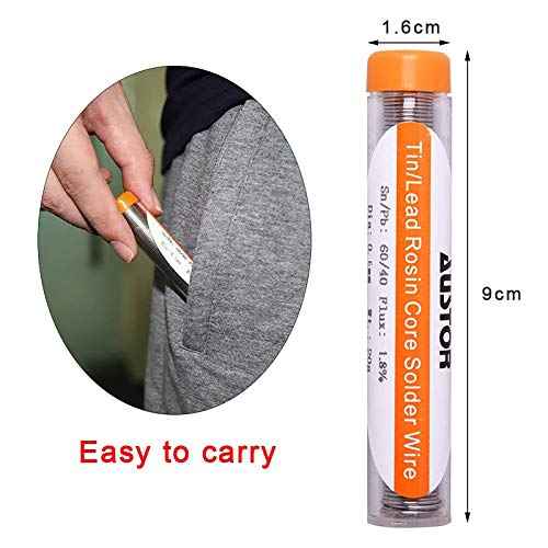 AUSTOR Pack of 6 Solder Wire 60-40 Rosin Core Solder 0.6mm Electrical Soldering Wire, 20g