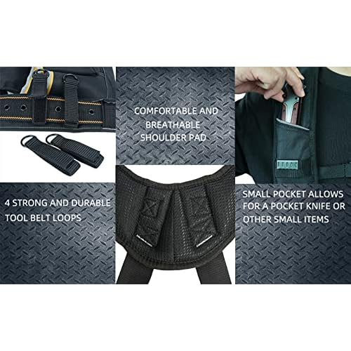 KUNN Tool Belt Suspenders Padded Carpenter Construction Electrician Work Suspender with Attachment Loops for Men,Black