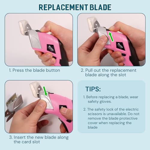Pink Cordless Electric Scissors with 2 Blades Rechargeable Fabric & Cardboard Cutter