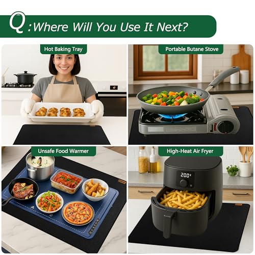 PONGARD 30x21 Fireproof Stove Top Cover - Waterproof, Heat-Resistant Stovetop Protector for Electric/Ceramic Glass Tops, Anti-Scratch Black