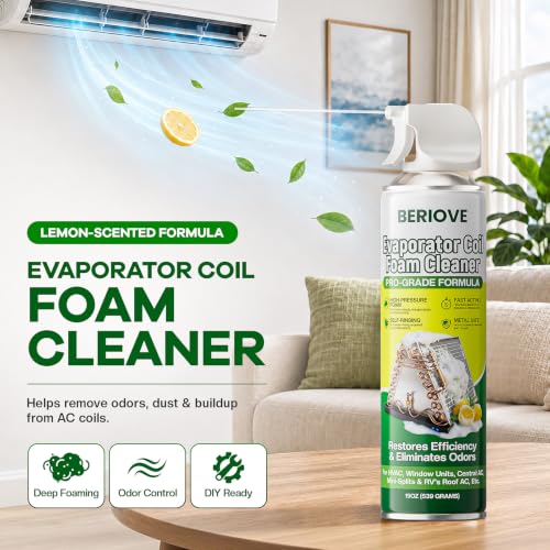 BERlOVE Foaming AC Coil Cleaner - Pack of 2, 19oz for Evaporator & Condenser Maintenance