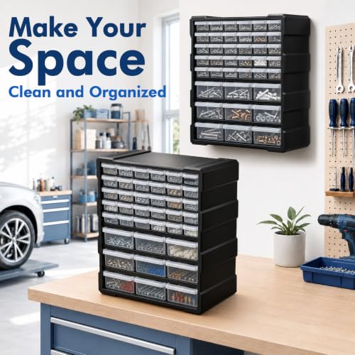 SSRTK 39-Drawer Craft Organizer with Dividers, Labels & Wall Mount Option