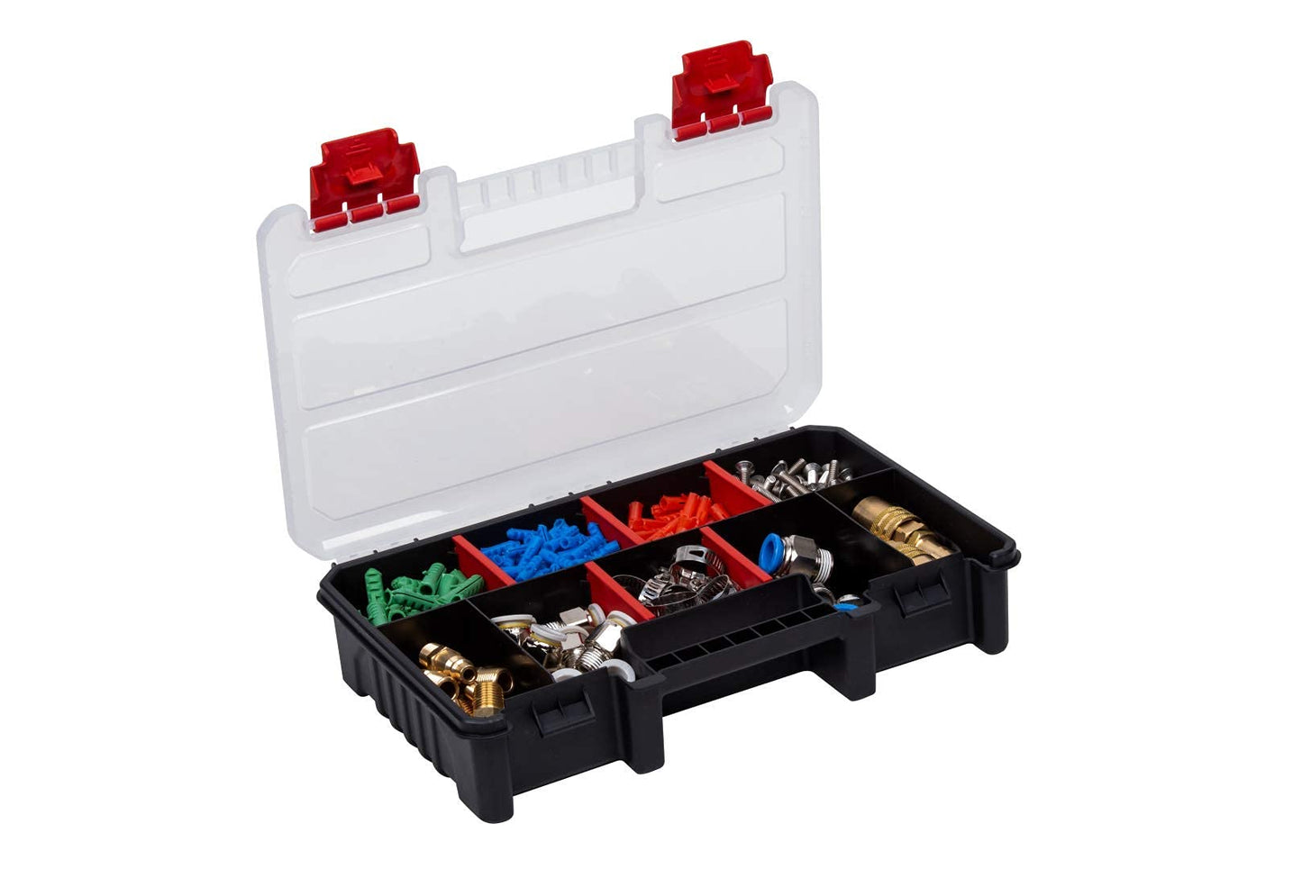 Compact Parts Organizer Box – Small Hardware Storage Case with 9 Compartments & 5 Dividers – Durable Nylon Screw, Bolt, Craft Organizer for Toolbox, Drawer, or Garage Use