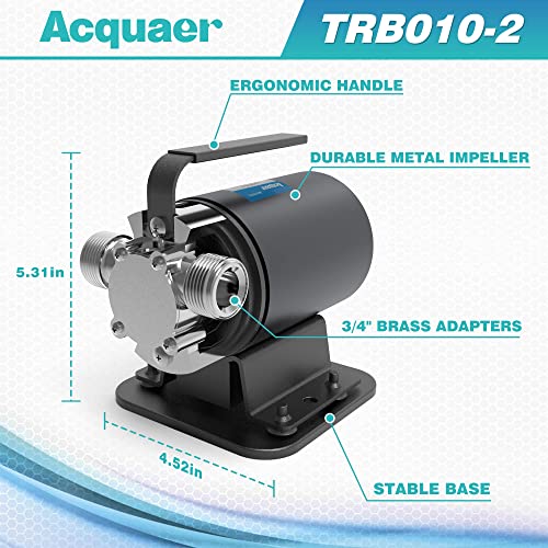 Acquaer 115V AC Portable Water Transfer Pump 1/10 HP with Suction Hose Kit