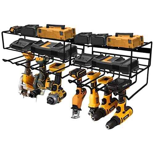 2 in 1 Large Power Tool Organizer Drill Holder Wall Mount Tool Storage Rack and Power Tool Holder