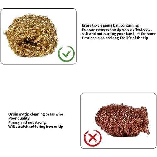 Kaisiking Soldering Iron Tip Cleaner Solder Tip Cleaning Wire and Holder Station Soft Coiled Brass with 3 Pcs Solder Tip Cleaning Wire and 1 Pcs Holder For Cleaning Soldering Irons and Tips