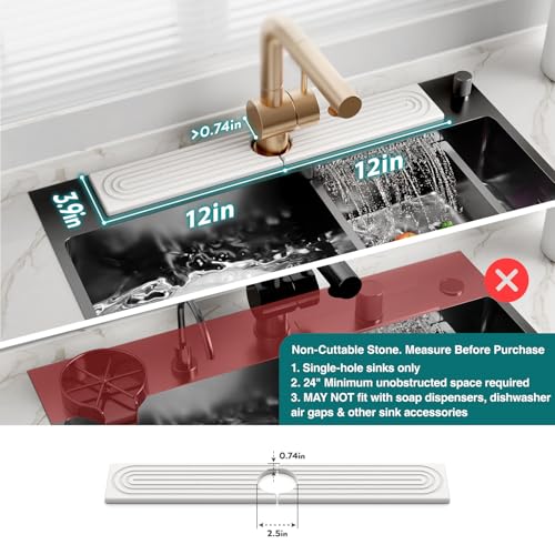 Eormoe Diatomite Stone Sink Mat 23.6 x 3.9 inches Light Grey Kitchen & Bathroom Drying Tray