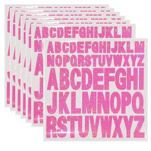 Starboling Pink Alphabet & Number Stickers 1+2 Inch Self-Adhesive Vinyl for Crafts & Outdoor Decor (8 Sheets)