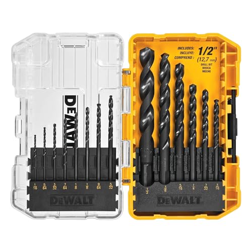 DEWALT 14-Piece Drill Bit Set with 3-Flats Shank, 135° Split Point for Wood, Metal, Plastic — Pack of 1