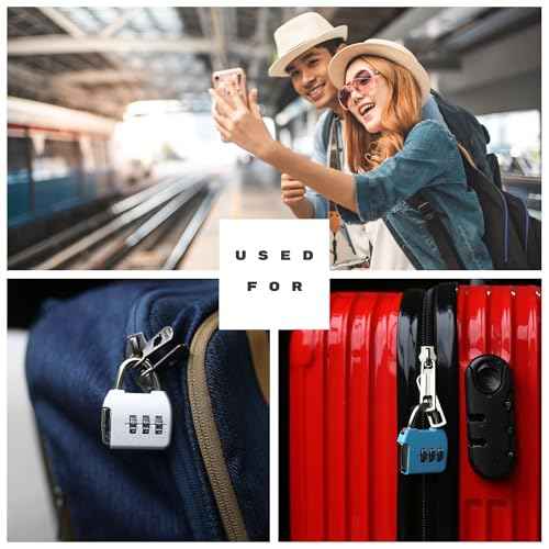 Small Combination Lock, 3 Digit Combination Padlock, Travel Luggage Locks, Combo Lock with Code for Suitcase, Mini Locker, Bag, Tool Box, Backpack Zipper (Black+Black, 2-Pack)
