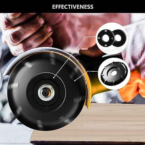 CSOOM Upgraded 3-9/16¡± (90mm) 8-Teeth Wood Turbo Carving Disc Set, for Polishing and Grinding, Wood Grinding Wheel £¬with a Extra Spanner and Two Spacers, Universal for Most Angle Grinders