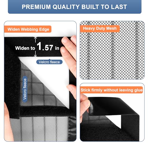 METAONLY Magnetic Screen Door Mesh 38x82 Inch Fits 36x80 Door Black - Easy Install