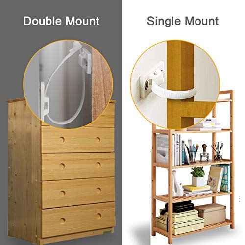 Anti-Tip Furniture Wall Anchor Straps(6 Pack,with Screws),Wall Anchors Straps Kit for Bookshelf or Dresser,Adjustable Safety Furniture Wall Straps for Baby,Kids,Dogs,Cabinet,Bed,Shelf,etc.(White)