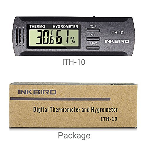 Inkbird ITH-10 Digital Thermometer & Hygrometer for Guitar Case – Temperature & Humidity Monitor (Black)