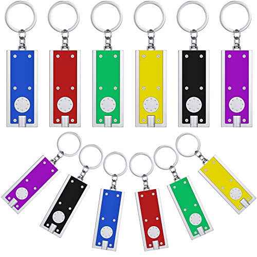 Mudder 12 Pcs Mini LED Keychains Light Torch Flashlight Key Ring Portable Key Chain Flash Light for Camping Outdoor Gift(Bright)