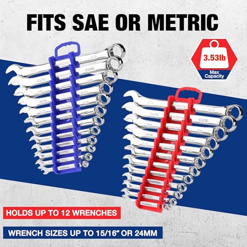 WORKPRO Stubby Wrench Organizer 2-Pack Magnetic Wrench Holder Set, Fits SAE & Metric