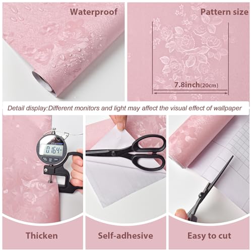 Lativo Pink Silk Embossed Peel and Stick Wallpaper - 17.7 x 118 Inches