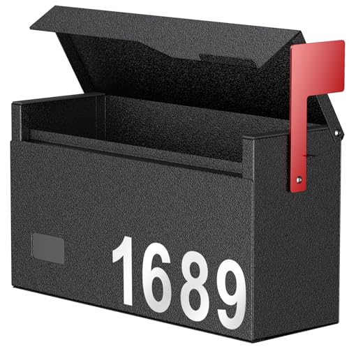 Uniclife Wall Mount Mailbox No Lock with Flag - Outdoor Steel Drop Box