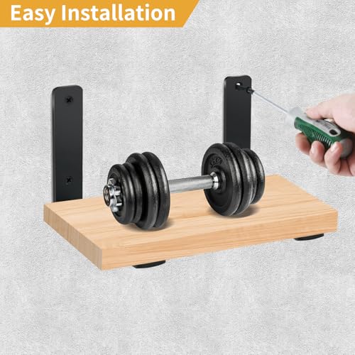 Black 4 Pack Heavy Duty L Shelf Brackets 6 inch x 4 inch, Metal Wall Supports
