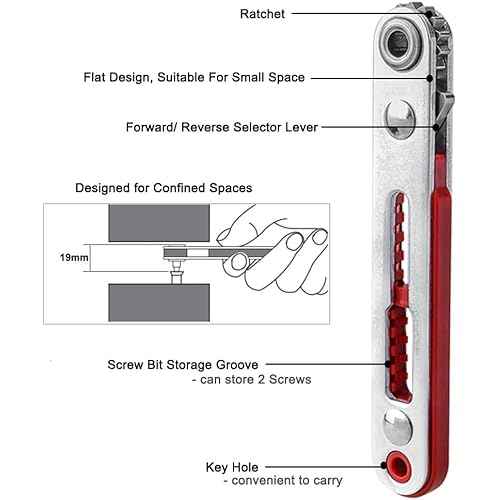 2pcs Mini Ratchet Wrench Set, 1/4" Drive Socket High Torque Offset Reversible Small Ratcheting Offset Screwdriver Tool - Flat Head & Elbow Head