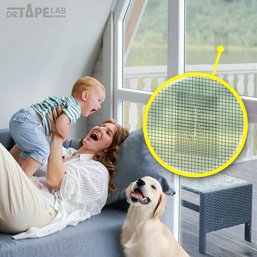 DR.TAPELAB Gray Window Screen Repair Tape 4in x 15ft Waterproof Mesh Patch Kit