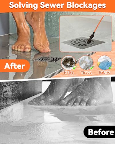 XFIRE-GEAR 32 Inch Orange Anti-break Metal Drain Snake 6 Pack Hair Clog Remover
