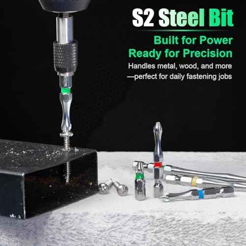 Magnetic Screwdriver Bits PH2, 2" Impact Driver Bits #2, S2 Steel Chrome Finish Phillips Bits For Impact Driver, Home Improvement & DIY - 10 Pack