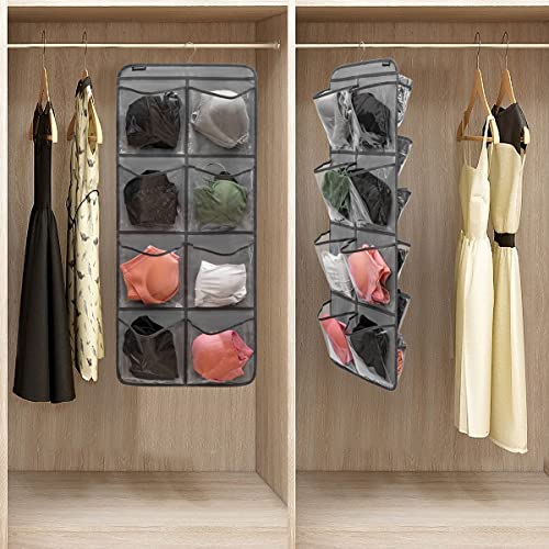 ANZORG Grey Dual-Sided Hanging Closet Organizer with 26 Pockets for Baby & Kids Storage