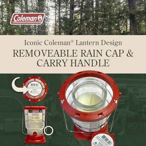 Coleman 70+ Hour Citronella Candle Outdoor Lantern, Classic Design with Easy Carry and Hang Handle, Extended Burn Time for Camping, Picnics, and Patio Ambiance, 6.7 oz, Red