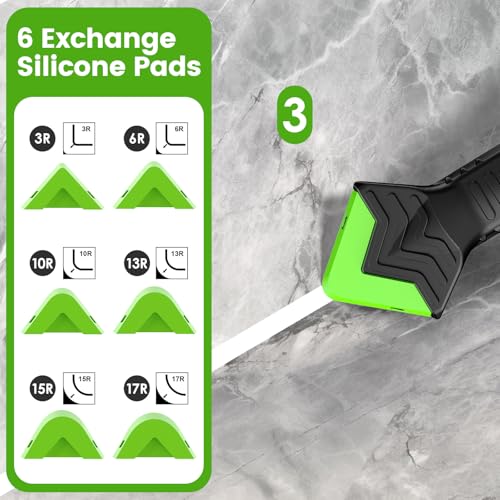 Green Goopreen 5-in-1 Silicone Caulking Tool Kit with Stainless Steel Head & Replaceable Pads