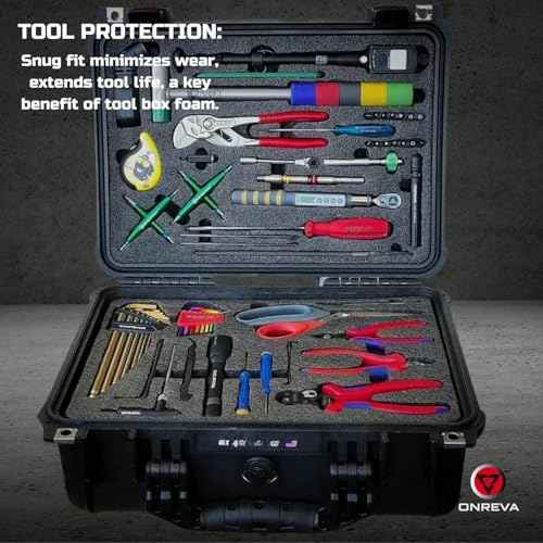 ONREVA Tool Box Foam 6Pack 18x12x1 inch, Foam Inserts for Cases, Polyethylene Storage Sheets for Toolbox Hard Case, Tool Shadow Insert, Kaizen Organizer Sheet