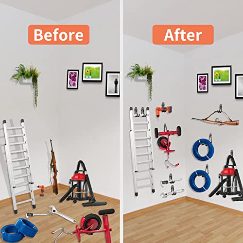 HUPBIPY 12 Pack Heavy Duty Garage Wall Hooks Black Ladder Storage Set
