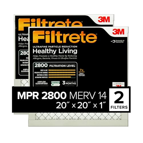 Filtrete 20x20x1 White Air Filter MERV 14, MPR 2800 - 2 Pack HVAC Filters