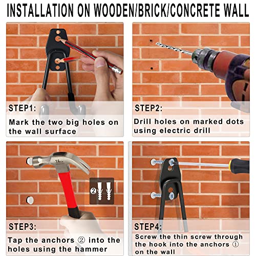 Steel Garage Storage Hooks - 16 Pack Anti-Slip Coating, Heavy Duty Wall Mount Hooks for Hanging Bike, Ladder, Garden Tools