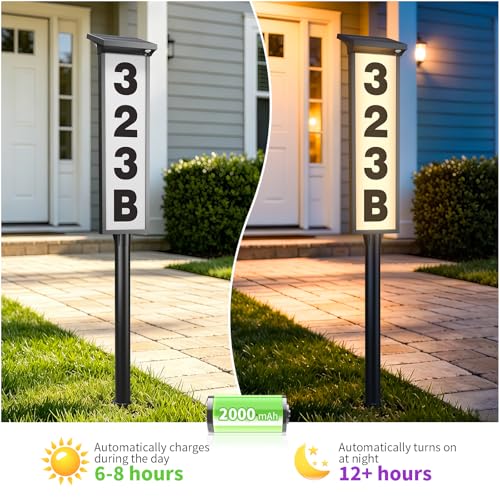 Solar House Number Sign with LED Light | Waterproof Outdoor Address Sign