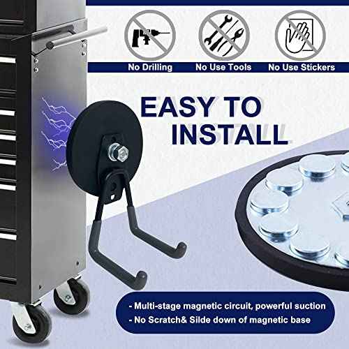 TSUYA Strong Magnetic Hooks, 45Lbs Garage Magnet Hooks Utility Hooks Heavy Duty for Hanging Yard Tools Extension Hose Power Tools Workshop Organization Outdoor Indoor