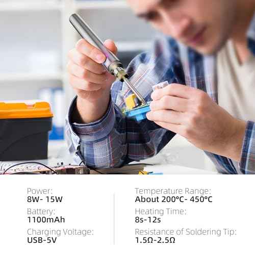 SEQURE P15 Cordless Soldering Iron Kit, 5V 15W USB Portable Soldering Iron with Rechargeable 1100mAh Battery, Electric Soldering Gun Pen with 3 Tips for Indoor & Outdoor Repair Electronics, Appliance