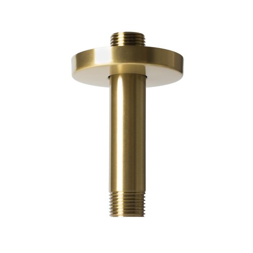 Shower Arm with Flange,4 Inch Ceiling Mounted Shower Arm for Fixed Shower Head,Bathroom Round Shower Replacement Arm,Stainless Steel Straight NPT 1/2 Inch Shower Pipe Arm, Brushed Gold