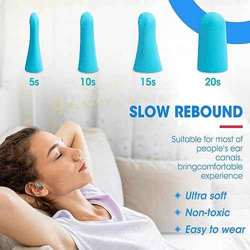 AZEN 100 Pairs Ear Plugs Bulk, NRR 32dB Soft Foam Ear Plugs for Sleeping Noise Cancelling, Earplugs for Concerts Shooting Swimming Noise Reduction (Lake Blue)
