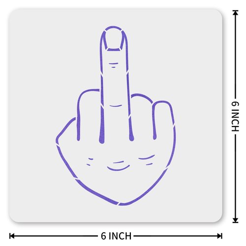 MAGJUCHE Middle Finger Stencil 6 Inches, Reusable Middle Finger Stencil for Painting DIY Crafts Decor