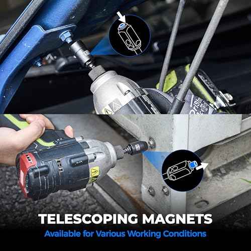 toolant HVAC Tools Nut Driver Set, Impact Magnetic SAE Interchange Nut Driver, 1/4'' 5/16'' 3/8'' 7/16'' 1/2'' for Automotive Repair, Electrical Work