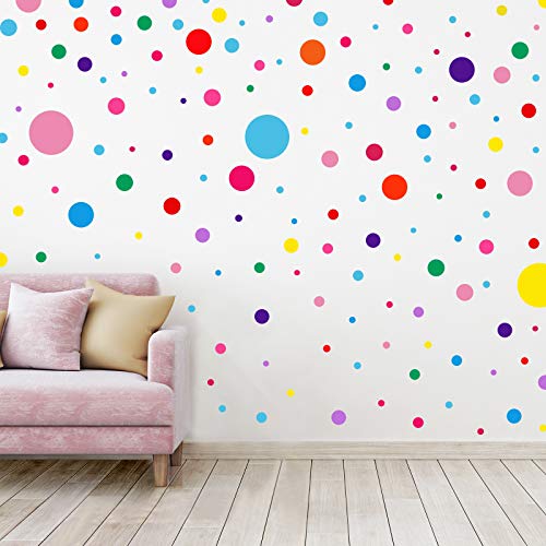 Zonon 264 Pcs Polka Dot Wall Decals for Classroom, Kids Room - Colorful & Classic